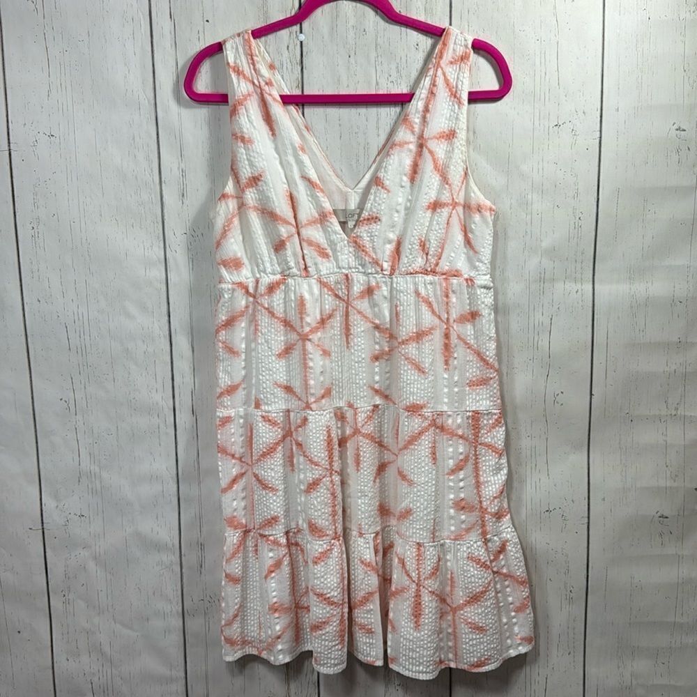 LOFT White Coral Starburst Textured Sleeveless Mini Dress Boho Coastal Resort